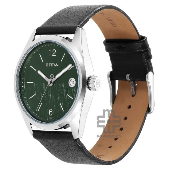 Titan Neo 1729SL07 Green Dial Leather Strap Quartz Men's Watch