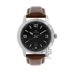 Titan Neo 1730SL02 Black Dial Leather Strap Quartz Men's Watch