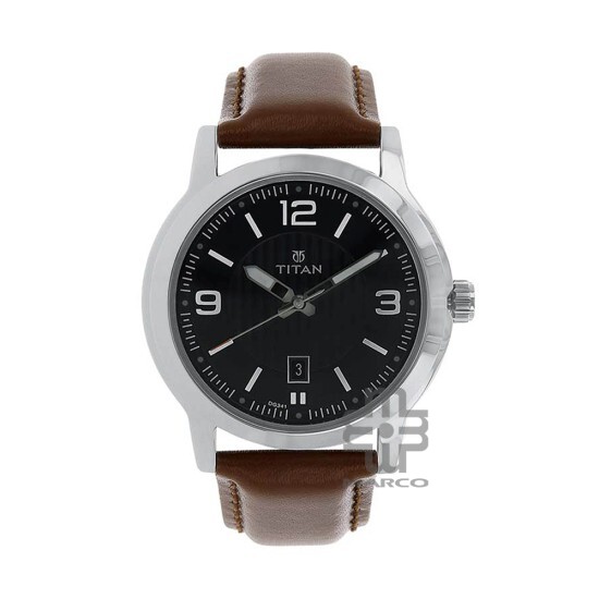 Titan Neo 1730SL02 Black Dial Leather Strap Quartz Men's Watch