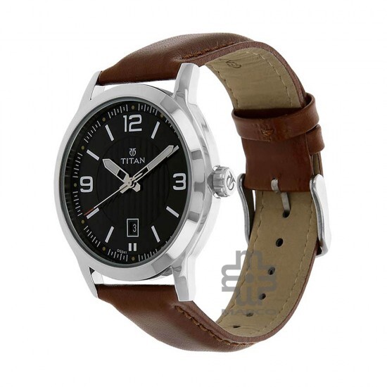 Titan Neo 1730SL02 Black Dial Leather Strap Quartz Men's Watch