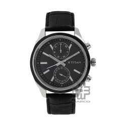Titan Neo 1733KL01 Multifunction Blue Dial Leather Strap Quartz Men's Watch