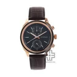 Titan Neo 1733KL03 Multifunction Blue Dial Leather Strap Quartz Men's Watch