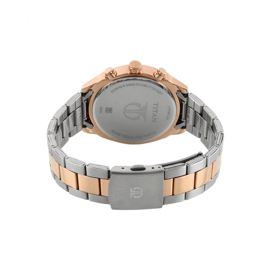 Titan Neo 1733KM03 Multifunction Black Dial Two Toned Stainless Steel Strap Quartz Men's Watch