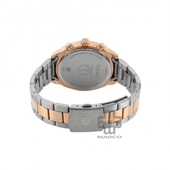 Titan Neo 1733KM03 Multifunction Black Dial Two Toned Stainless Steel Strap Quartz Men's Watch