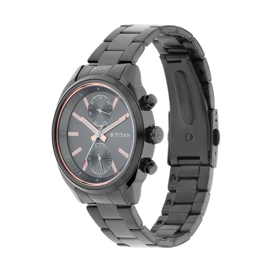 Titan Neo 1733NM01 Multifunction Mono Black Dial Stainless Steel Strap Quartz Men's Watch Titan Neo 1733NM01 Multifunction Mono Black Dial Stainless Steel Strap Quartz Men's Watch