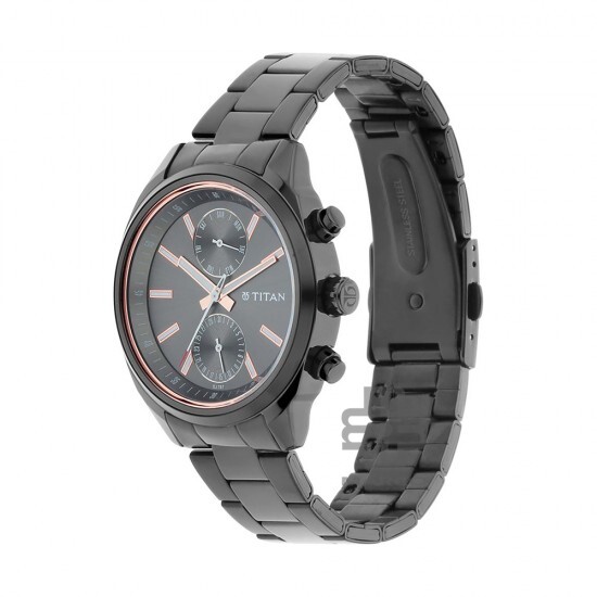 Titan Neo 1733NM01 Multifunction Mono Black Dial Stainless Steel Strap Quartz Men's Watch