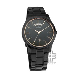 Titan Quartz 1767NM01 Black Dial Stainless Steel Strap Quartz Men's Watch