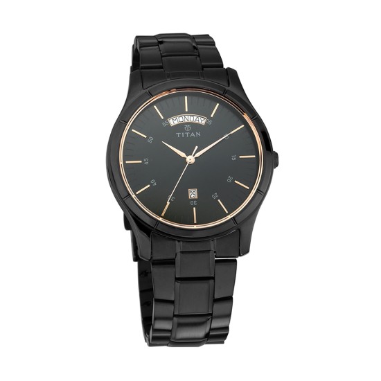 Titan Quartz NS1767NM01 Black Dial Stainless Steel Strap Quartz Men's Watch Titan Quartz NS1767NM01 Black Dial Stainless Steel Strap Quartz Men's Watch