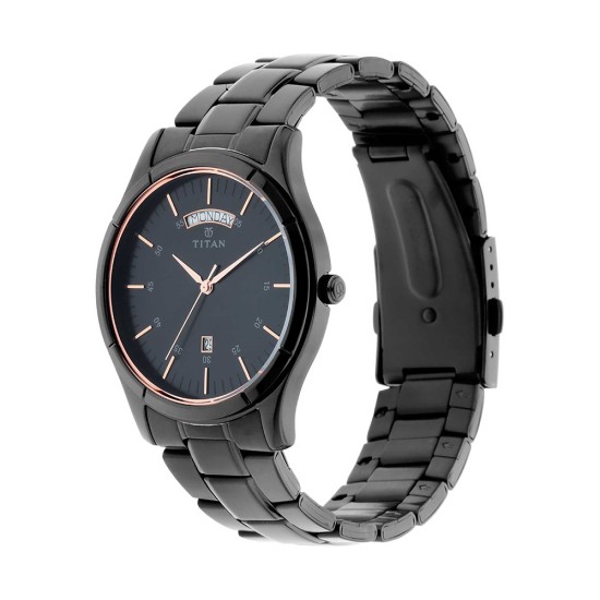 Titan Quartz NS1767NM01 Black Dial Stainless Steel Strap Quartz Men's Watch Titan Quartz NS1767NM01 Black Dial Stainless Steel Strap Quartz Men's Watch