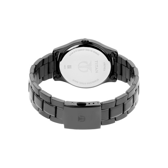 Titan Quartz NS1767NM01 Black Dial Stainless Steel Strap Quartz Men's Watch Titan Quartz NS1767NM01 Black Dial Stainless Steel Strap Quartz Men's Watch