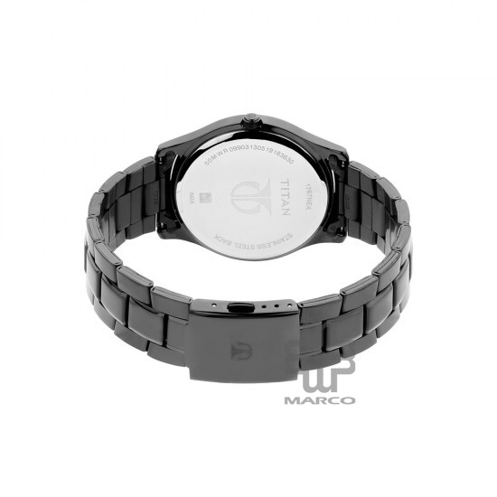 Titan Quartz 1767NM01 Black Dial Stainless Steel Strap Quartz Men's Watch