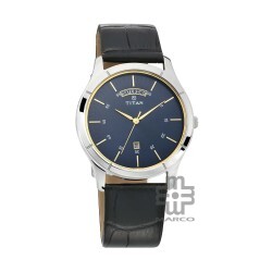 Titan Workwear 1767SL03 Blue Dial Analog Leather Strap Quartz Men's Watch
