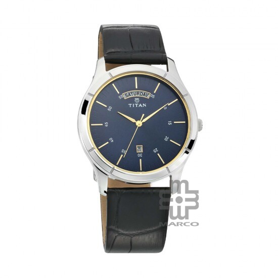 Titan Workwear 1767SL03 Blue Dial Analog Leather Strap Quartz Men's Watch