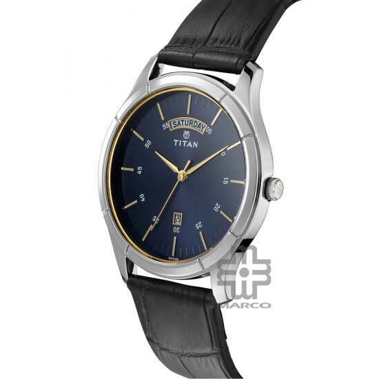 Titan Workwear 1767SL03 Blue Dial Analog Leather Strap Quartz Men's Watch