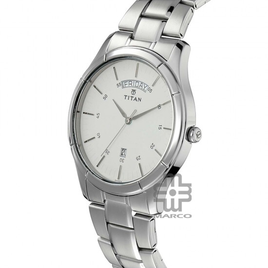 Titan Workwear 1767SM01 White Dial Stainless Steel Strap Quartz Men's Watch