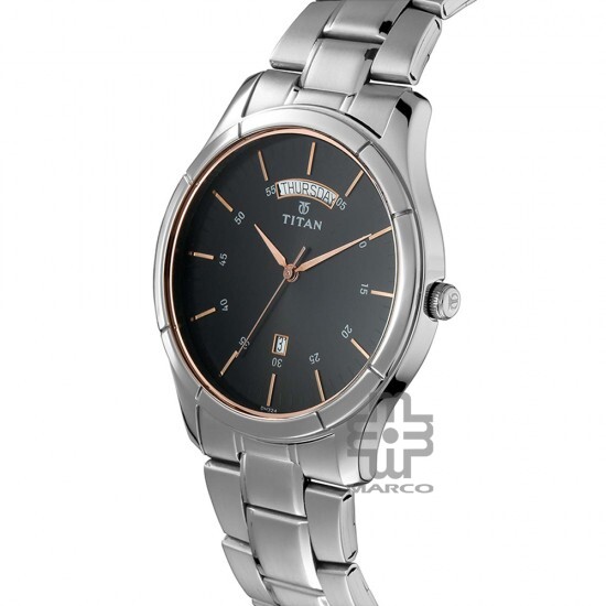 Titan Workwear 1767SM02 Black Dial Stainless Steel Strap Quartz Men's Watch