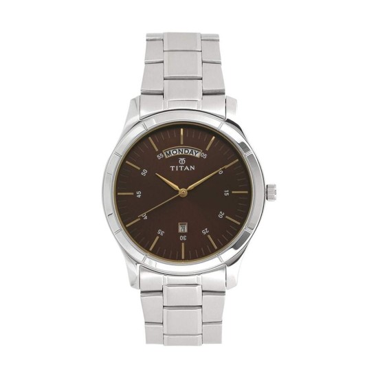 Titan Workwear 1767SM03 Brown Dial Stainless Steel Strap Quartz Men's Watch Titan Workwear 1767SM03 Brown Dial Stainless Steel Strap Quartz Men's Watch