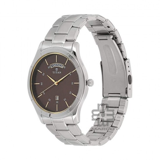 Titan Workwear 1767SM03 Brown Dial Stainless Steel Strap Quartz Men's Watch