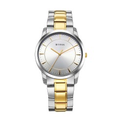 Titan Quartz 1774BM02 Silver Dial Stainless Steel Strap Quartz Men's Watch