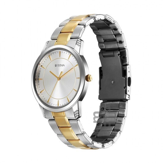 Titan Quartz 1774BM02 Silver Dial Stainless Steel Strap Quartz Men's Watch