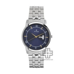 Titan Quartz 1774SM01 Blue Dial Stainless Steel Strap Men Watch