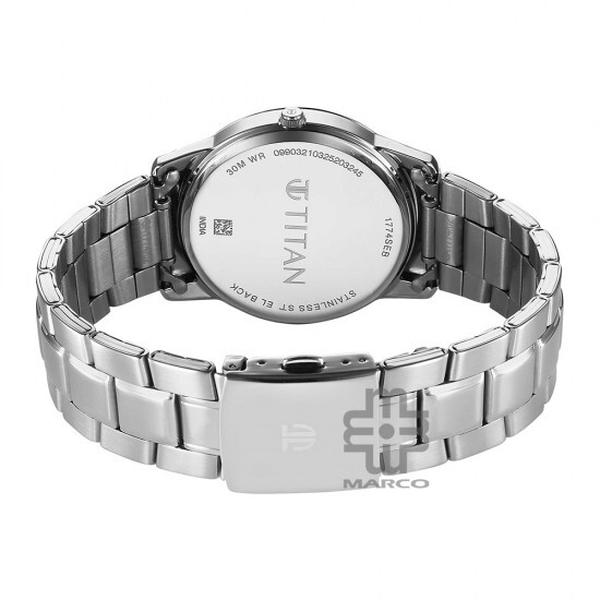 Titan Quartz 1774SM02 Silver Dial Stainless Steel Strap Quartz Men's Watch