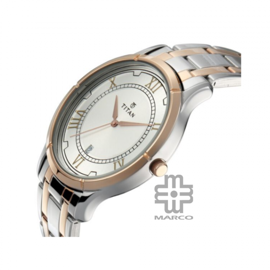 Titan Bandhan 17752481KM01 Analog with Date Silver Dial Stainless Steel Strap Quartz Couple Watch