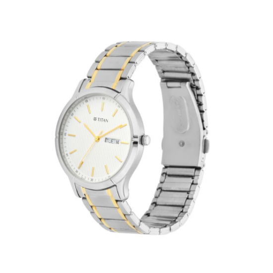 Titan Lagan 1775BM02 White Dial Stainless Steel Strap Quartz Men's Watch