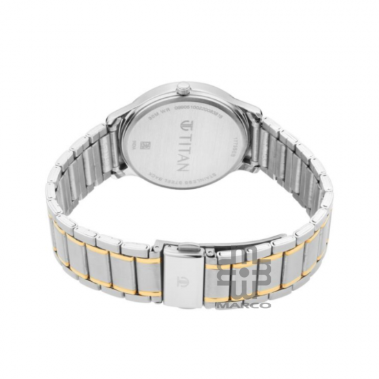 Titan Lagan 1775BM02 White Dial Stainless Steel Strap Quartz Men's Watch
