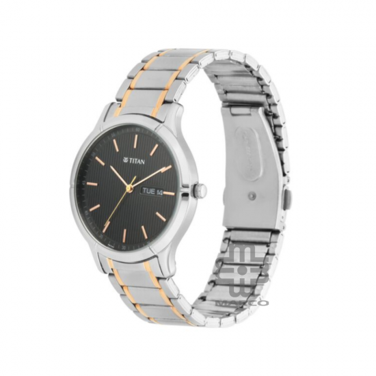 Titan Lagan 1775KM01 Black Dial Stainless Steel Strap Quartz Men's Watch