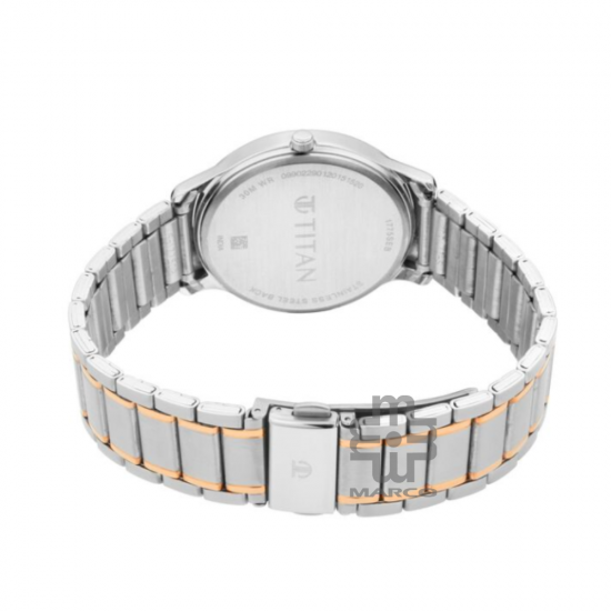 Titan Lagan 1775KM01 Black Dial Stainless Steel Strap Quartz Men's Watch