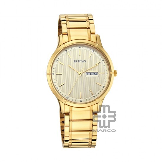 Titan Lagan 1775YM02 Gold Dial Stainless Steel Strap Quartz Men's Watch