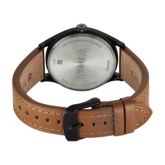 Titan Neo Basic 1802NL03 Biege Dial Leather Strap Quartz Men's Watch