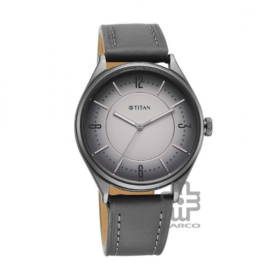 Titan Neo Basic 1802QL04 Grey Dial Leather Strap Quartz Men's Watch