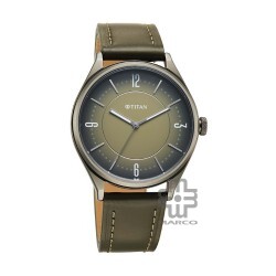 Titan Neo Basic 1802QL05 Green Dial Leather Strap Quartz Men's Watch