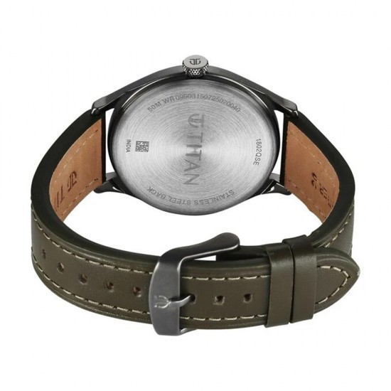 Titan Neo Basic 1802QL05 Green Dial Leather Strap Quartz Men's Watch