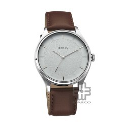 Titan Wrist Wit 1802SL13 Grey Dial Leather Strap Quartz Men Watch