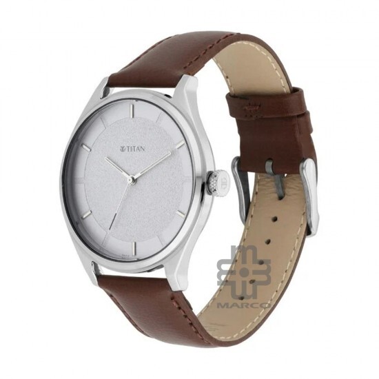 Titan Wrist Wit 1802SL13 Grey Dial Leather Strap Quartz Men Watch