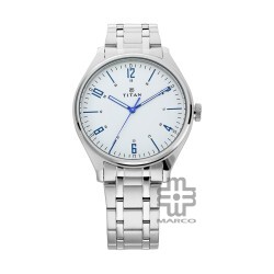 Titan Workwear 1802SM01 White Dial Stainless Steel Strap Quartz Men's Watch