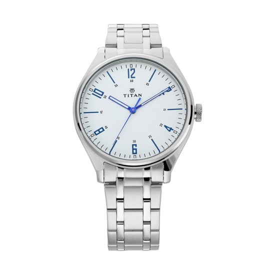 Titan Workwear 1802SM01 White Dial Stainless Steel Strap Quartz Men's Watch Titan Workwear 1802SM01 White Dial Stainless Steel Strap Quartz Men's Watch
