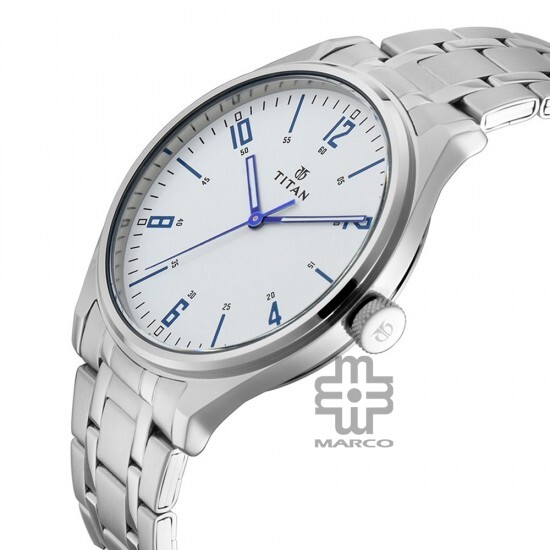 Titan Workwear 1802SM01 White Dial Stainless Steel Strap Quartz Men's Watch