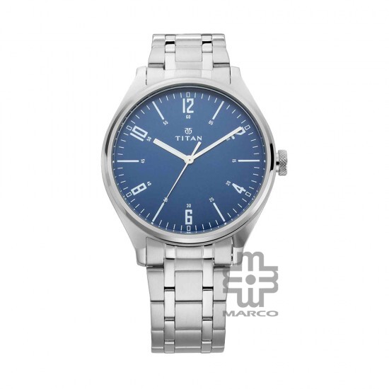 Titan Workwear 1802SM02 Blue Dial Metal Strap Men Watch