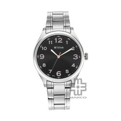 Titan Trendsetter 1802SM04 Black Dial Stainless Steel Strap Quartz Men's Watch