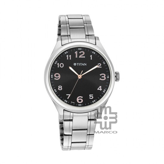 Titan Trendsetter 1802SM04 Black Dial Stainless Steel Strap Quartz Men's Watch