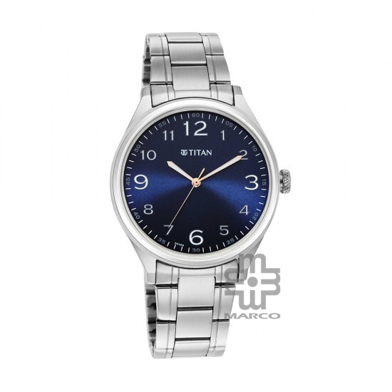 Titan Trendsetter 1802SM05 Blue Dial Stainless Steel Strap Quartz Men's Watch
