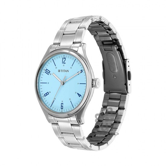 Titan Workwear 1802SM07 Ocean Blue Dial Stainless Steel Strap Quartz Men's Watch