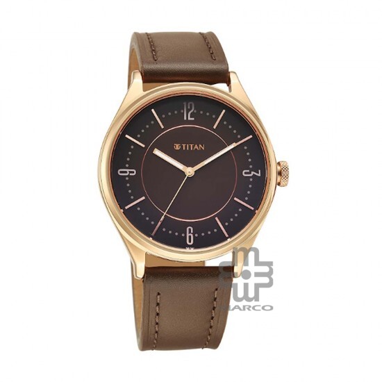 Titan Neo Basic 1802WL03 Brown Dial Leather Strap Quartz Men's Watch