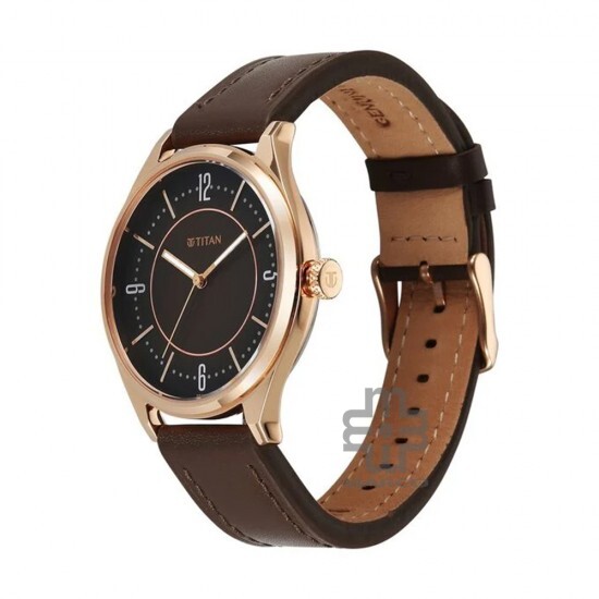 Titan Neo Basic 1802WL03 Brown Dial Leather Strap Quartz Men's Watch