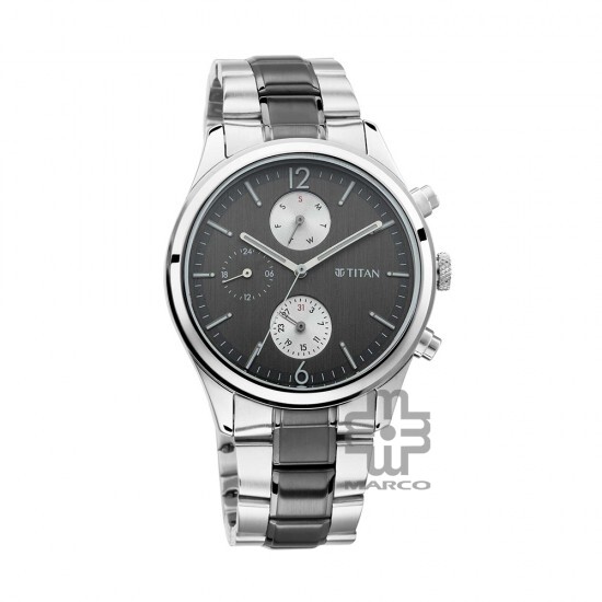 Titan Workwear 1805KM02 Multifunctional Anthracite Dial Stainless Steel Strap Quartz Men's Watch