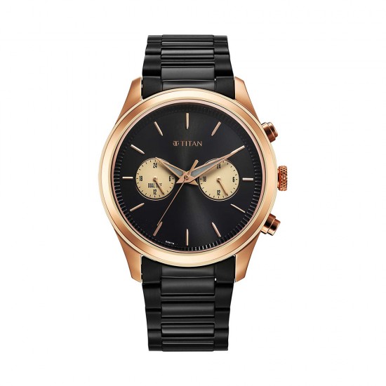 Titan Element 1805KM12 Black Dial Stainless Steel Strap Quartz